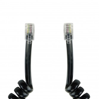 Cabo RJ10 para auscultador telefone em espiral 2m preto