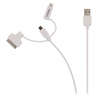 Cabo USB 2.0 tipo A MFi com adaptador Lightning, Apple 30 pinos e Micro USB 1 m